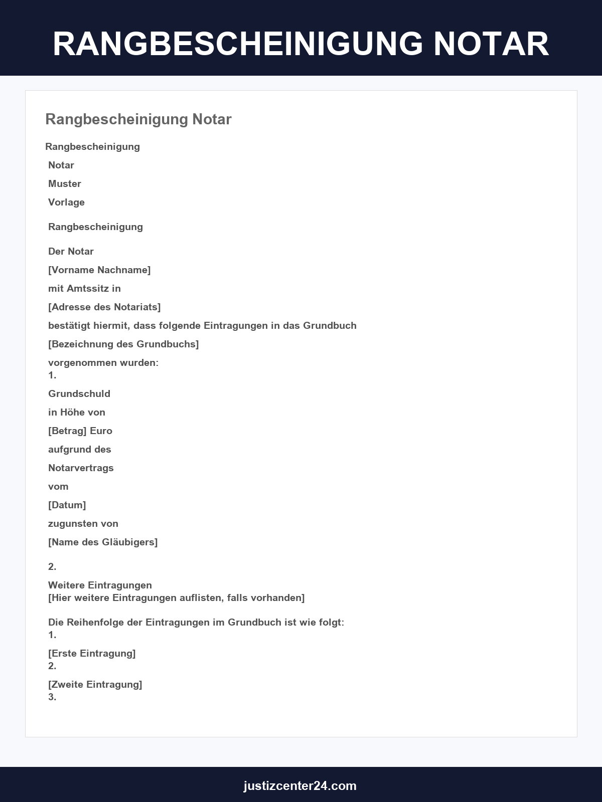 Rangbescheinigung Notar Muster