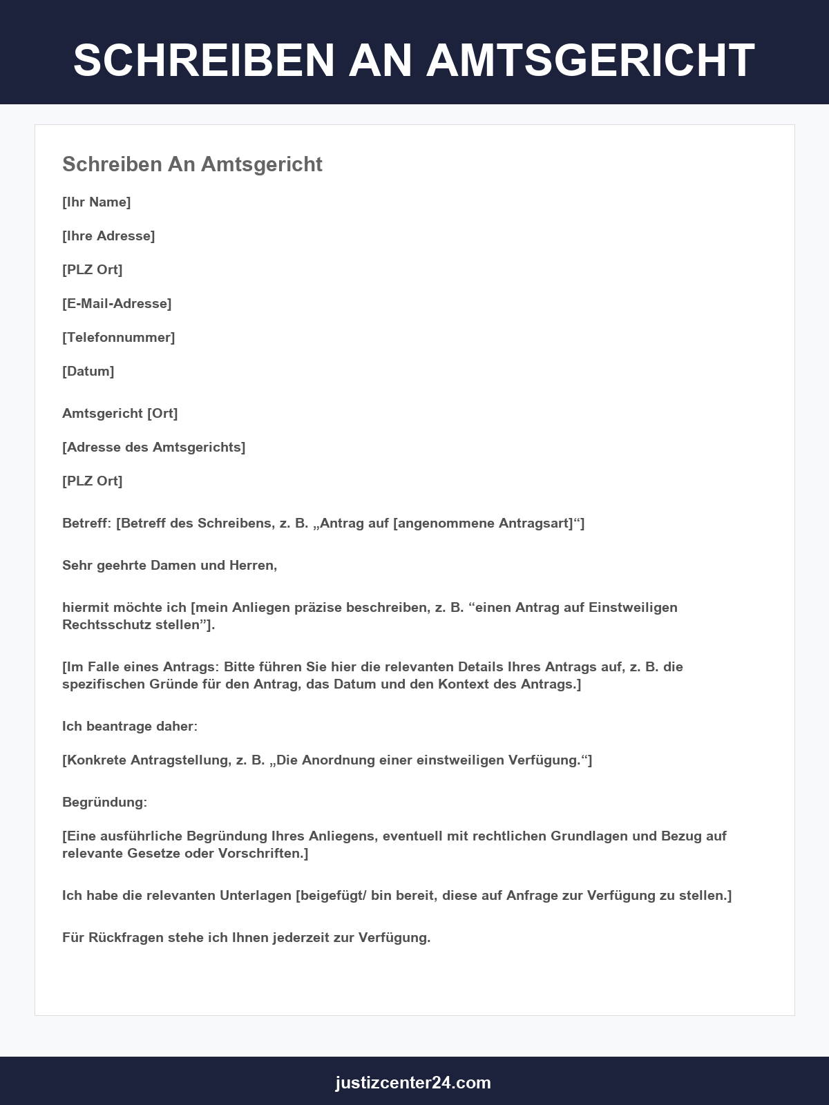 Schreiben An Amtsgericht Vorlage